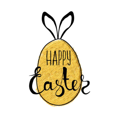 Handmade background with Easter eggs and hiding them for the Easter Bunny. Happy Easter. Vector illustrationのイラスト素材