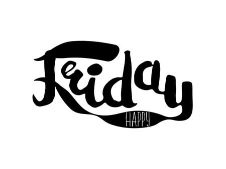 Black and white insulated hand lettering poster stencil. Happy Friday. Vector illustrationのイラスト素材