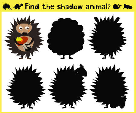 Children's developing game to find the appropriate shade of the forest hedgehog. Vector illustrationのイラスト素材