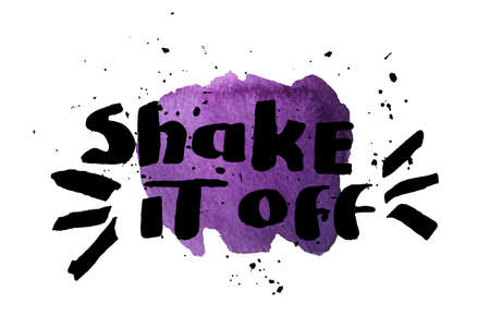 Colorful illustration style drawn hand with watercolor stains. Creative lettering picture on a purple background. Vector illustrationのイラスト素材