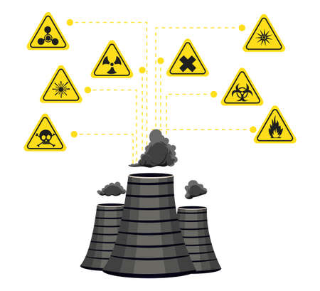 Infographics nuclear energy and its impact on the environment. illustrationのイラスト素材