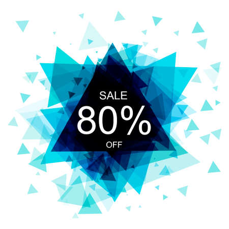Isolated colorful discount sticker on white background. Abstract geometric triangular banner sales.のイラスト素材