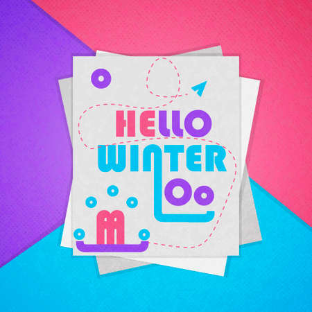 Colorful poster. The material design. Hello winter. Vector illustrationのイラスト素材