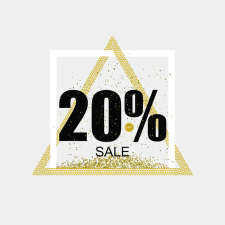Discount coupon or the sale in a modern style. Triangular Golden frame. Vector illustrationのイラスト素材