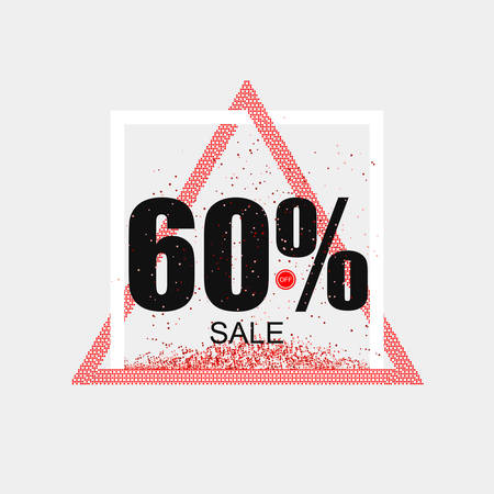 Discount coupon or the sale in a modern style. Triangular red frame. Vector illustrationのイラスト素材