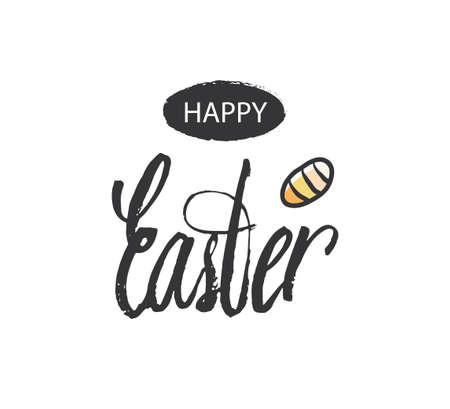 Happy easter lettering modern. Hand written Easter phrases .Greeting card text templates with Easter eggs isolated on white background. Happy easter lettering modern calligraphy style. Vectorのイラスト素材