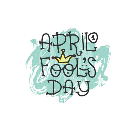 April Fools Day text with crown clown. April 1. Illustration for greeting card, banner, ad, promotion, poster, flier, blog, article, marketing, signage, email.のイラスト素材