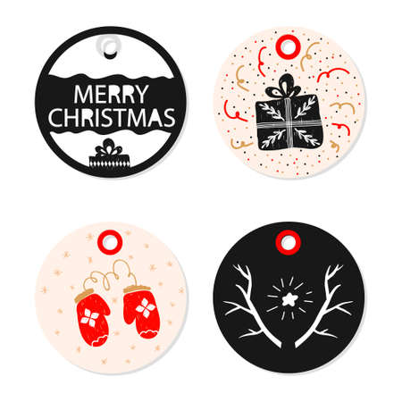 Big collection Gift christmas and happy new year tags. Vectorのイラスト素材