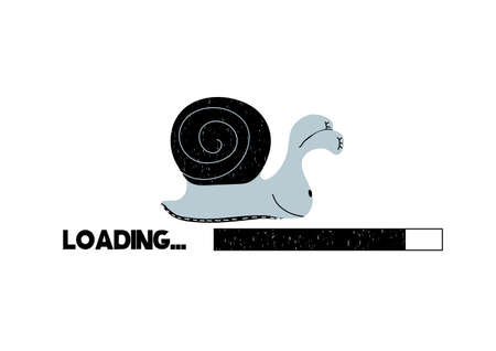 Loading bar vector illustration with snail. Scandinavian style. Vector