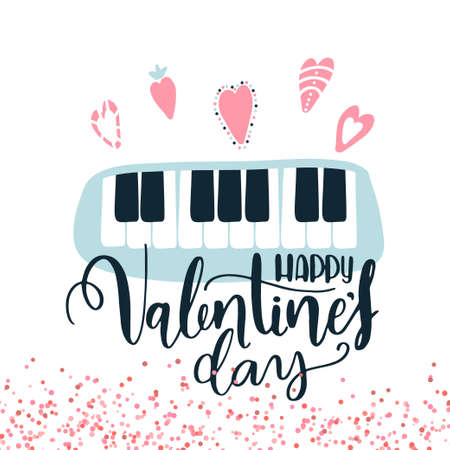Card with calligraphy lettering for Valentine's day Vector illustrationのイラスト素材