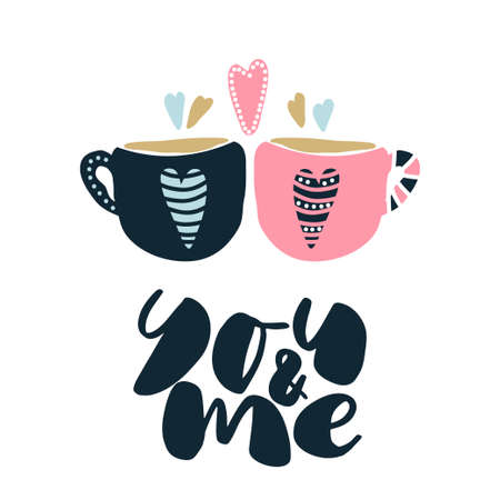 Card with calligraphy lettering happy valentines day. Vector illustrationのイラスト素材