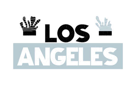 Card with lettering Los Angeles. Vector illustration in scandinavian style isoalted on white background. Can be used as card, postcard, t-shirt print, label, poster, bannerのイラスト素材