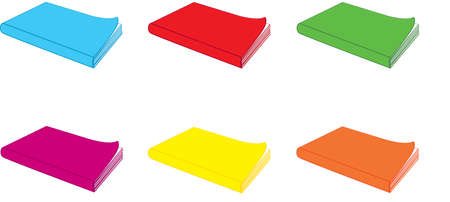 Multi color books. Vector illustration. isolated on white background, EPS8, all parts closed, possibility to edit.のイラスト素材