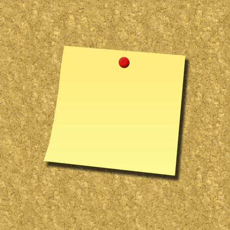 blank note attached with  pin on cork board