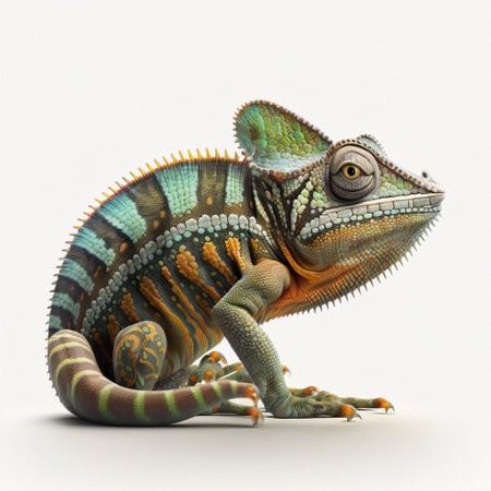 3d chameleon isolated white background. Download imageの写真素材