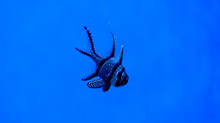 Banggai cardinal swimming in the water. A beautiful Longfin cardinal fish - Kauderns cardinal. Wild life animal.の写真素材