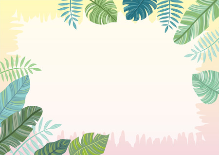 Frame + with + tropical + leaves. + Tropical + background.のイラスト素材