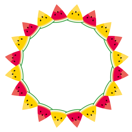 Frame made of watermelon pieces on a white background.のイラスト素材