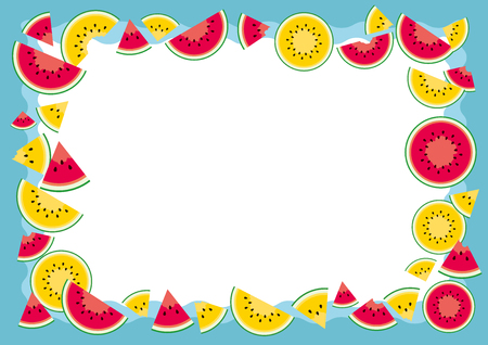Frame made of watermelon pieces on a white background.のイラスト素材