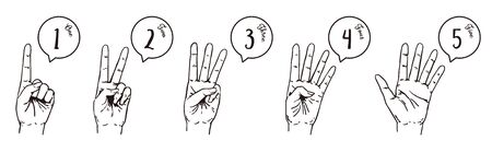 Counting fingers. Hand drawn vector illustration.のイラスト素材