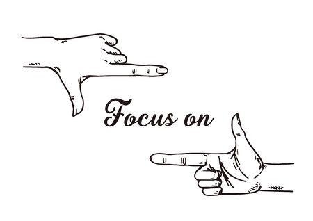 Hand symbol that means frame on white background.のイラスト素材