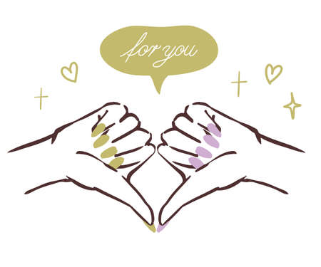 Vector illustration of girl's lovely hand signのイラスト素材