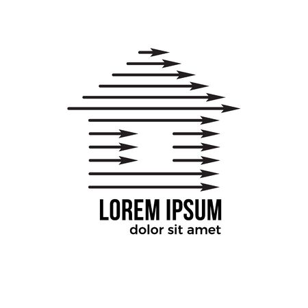 Simple logo home with up arrow. House logo icon with arrow symbolのイラスト素材