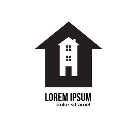 Simple logo home with up arrow. House logo icon with arrow symbol.のイラスト素材