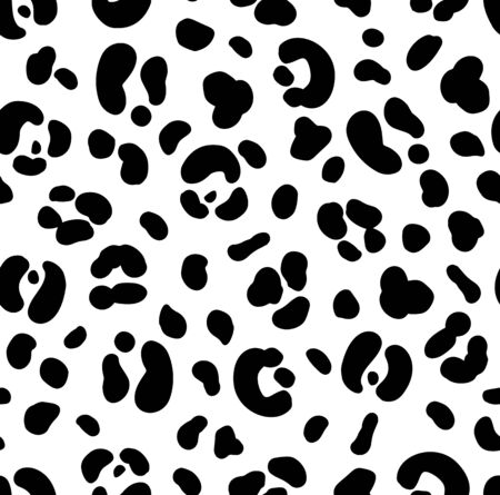 Seamless black and white color leopard print. Animal skin pattern. White leopard background. Can be used for fabrics, wallpapers, scrap-booking, etc. Vector illustration.のイラスト素材