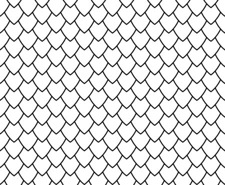 Fish, mermaid, dragon, snake scales. Black and white geometric pattern. Black and white minimal background. Kids abstract texture. Background for your design. Vector illustration.のイラスト素材