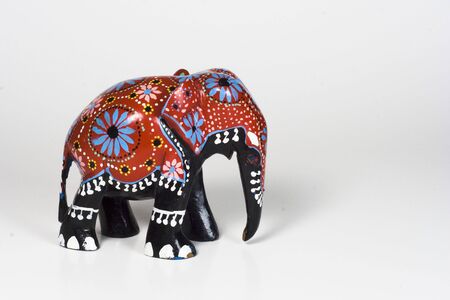 Carved wood African elephantの写真素材