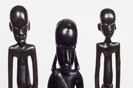 African woodcarvings depicting a group of warriorsの写真素材