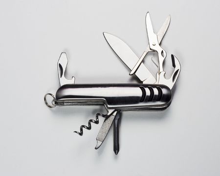 Multiple blade silver pocket knifeの写真素材