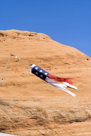 American wind sock at Lake Powell in Glen Canyon National Recreation Area Utahの写真素材
