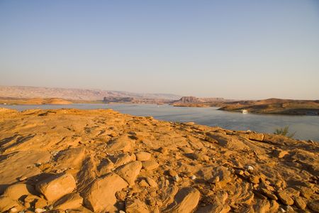 Lake Powell in Glen Canyon National Recreation Area Utahの写真素材