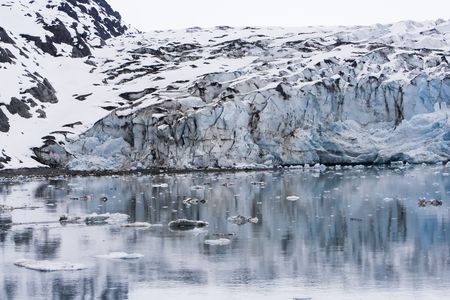 Johns Hopkins Glacier in Glacier Bay National Park Alaska taken from ship in the bay