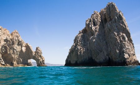 Lands End rock formations at the very end of the Baja peninsula near Cabo San Lucas, Mexicoの写真素材