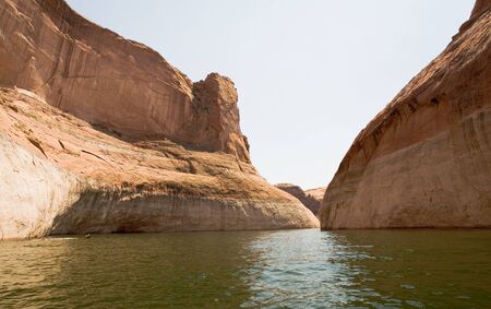 Beautiful rock formation at Lake Powell in Glen Canyon National Recreation Area, Utahの写真素材