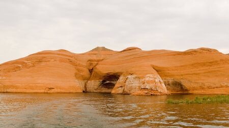 Beautiful rock formation at Lake Powell in Glen Canyon National Recreation Area, Utahの写真素材