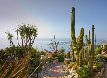 The gardens located at the top of the hill on which Eze Village is built overlooking the...