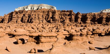 Hoodoo rock formations in Goblin Valley State Park in the Southern desert of Utah
