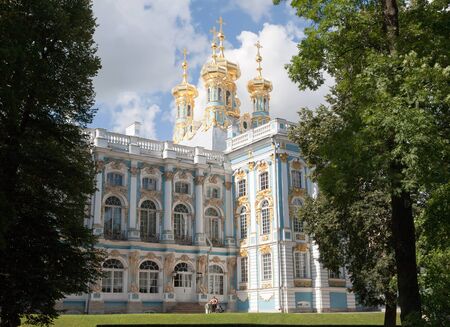 Beautiful palace built for Catherine the Great at Pushkin Saint Petersburg, Russiaのeditorial素材