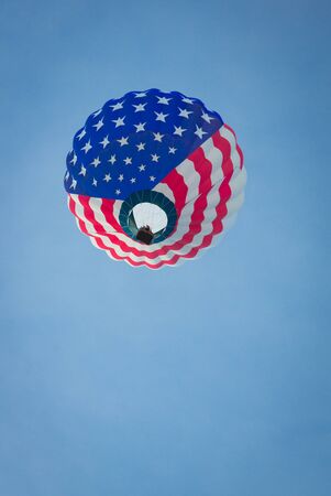 Stars and Strips Hot Air Balloon from Belowの写真素材