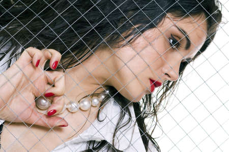 pretty girl. studio survey with make-upの写真素材