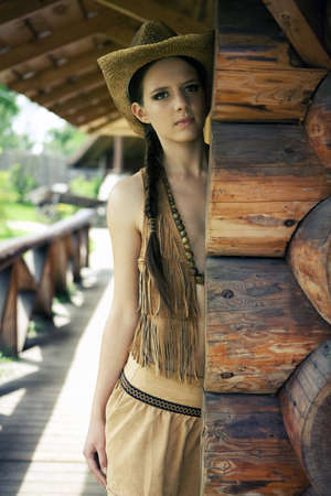 Dress Wild West. Portrait of a girl. shallow depth of fieldの写真素材