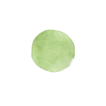 Green watercolor circle. Greenery isolated blot backgroundの写真素材