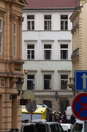 Suspected gas explosion injures dozens in central Prague  Powerful blast near National Theatre in centre of Prague leaves up to 40 people injured and building damaged のeditorial素材