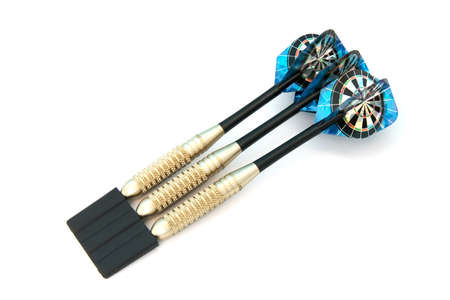 Set of aligned three darts isolated over white background