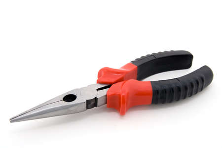 Red - black Pliers isolated over white background