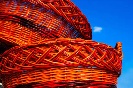 Wicker baskets of willow twigsの写真素材